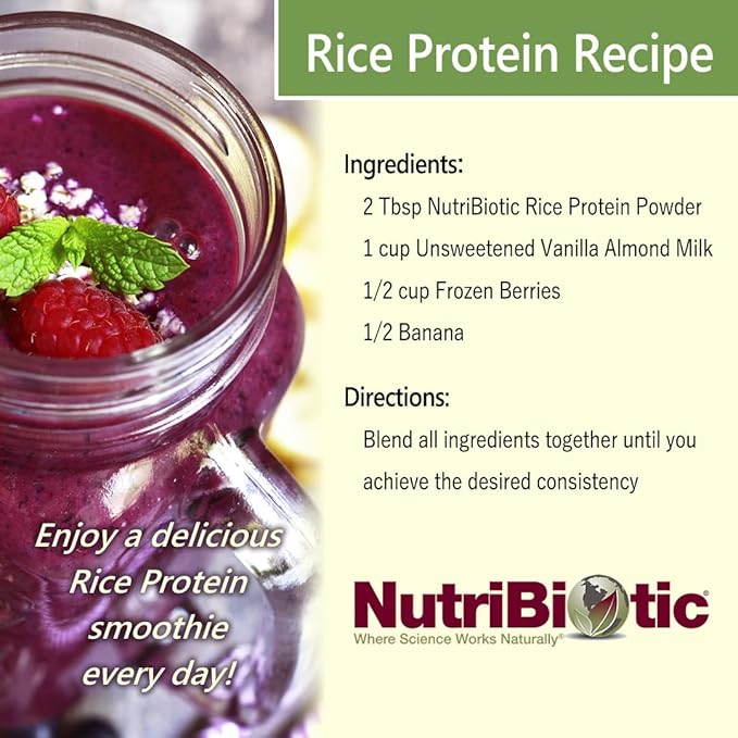NutriBiotic ??Vanilla Rice Protein, 1 Lb 5 Oz (600g) | Low Carb, Keto-Friendly, Vegan, Raw Protein Powder | Grown & Processed Without Chemicals, GMOs or Gluten | Easy to Digest & Nutrient-Rich