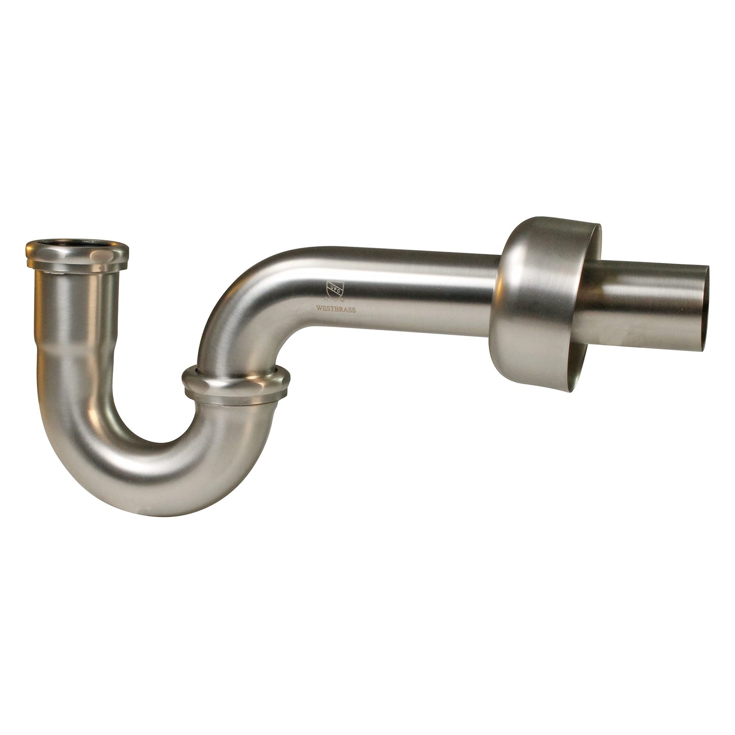 Westbrass A401-1-07 1-1/4" x 1-1/4" P-Trap with High Box Flange, Satin Nickel