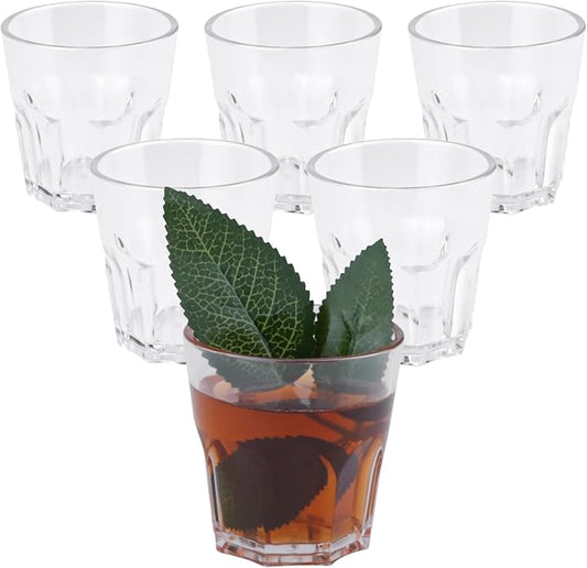 Plastic Drinking Glasses Set of 6, Unbreakable Water Tumbler, Acrylic Plastic Cups, Reusable Kids Drinking Cups for Children Kitchen Cocktail Picnic Party Juice Whiskey Wine (6pc-clear-160ml/5.4oz)