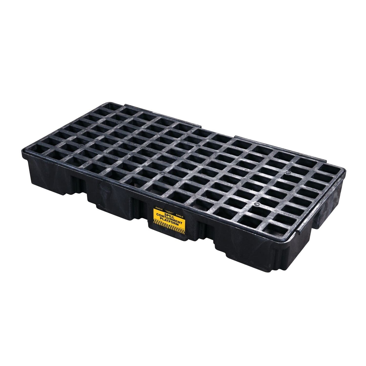 Eagle 2 Drum Spill Platform with Forklift Pockets, 26.25"x51"x6.5", 30 Gallon Sump, 5,000 lbs. Load Capacity Containment Tray, Made in USA, Black, 1632B