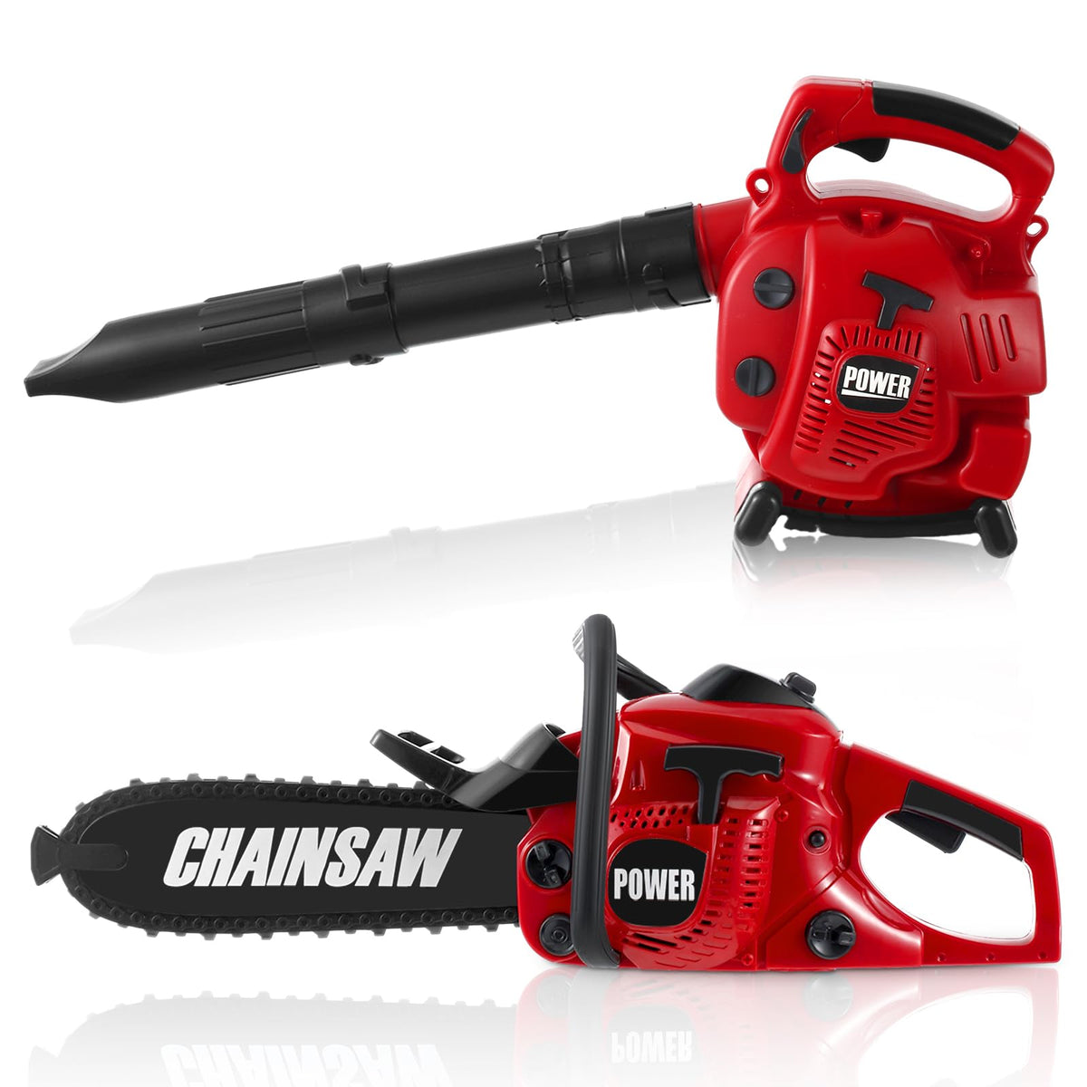 Arrowbash Toy Chainsaw & Kids Leaf Blower Set for Kids, Battery Powered with Sounds, 2 Pcs Gardening Toy Gift for Boys & Girls
