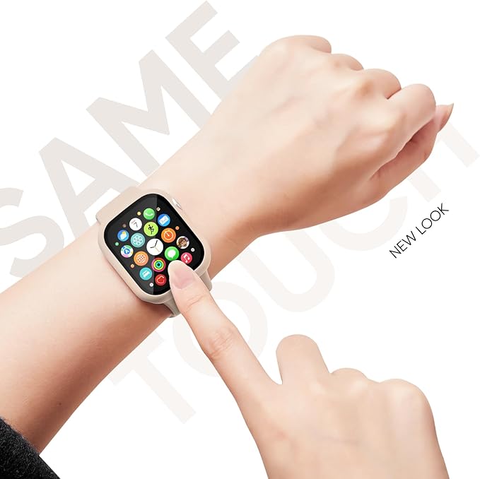 Compatible for Apple Watch Series 11 10 Band 46mm and Case with Screen Protector, Soft Silicone Sport Strap Bands and Protective Cover with Tempered Glass for iWatch Series 11 10