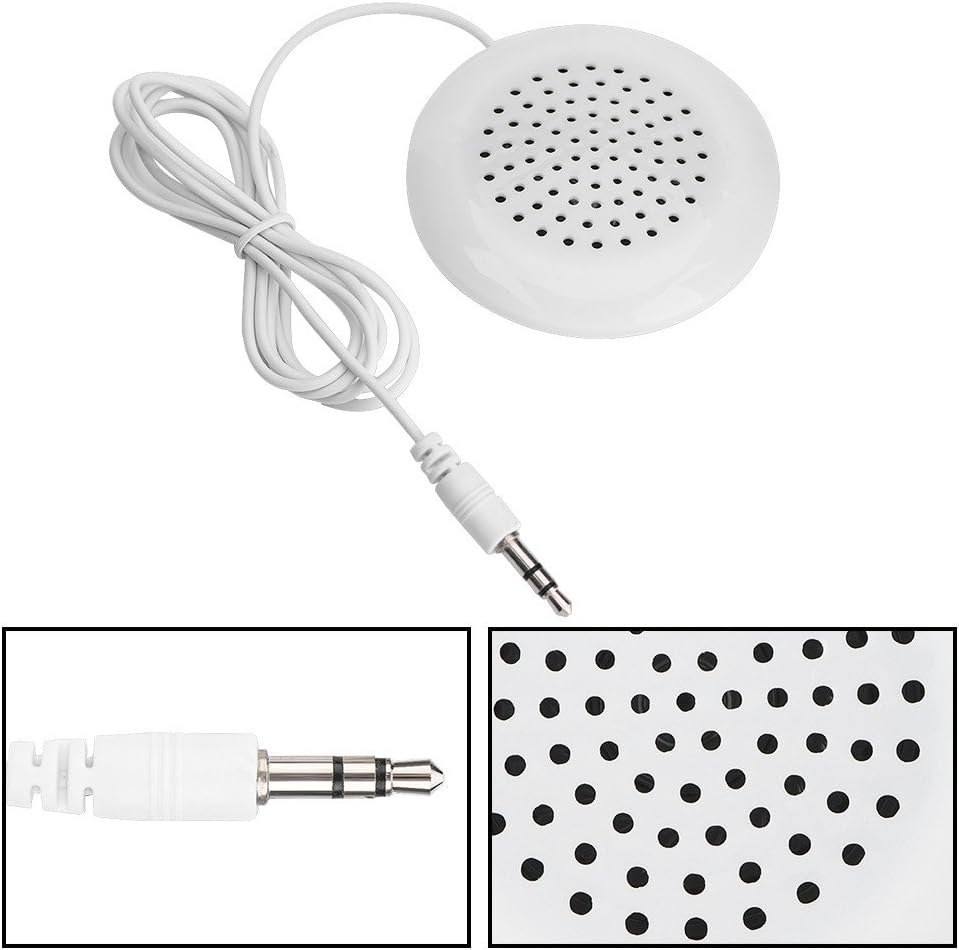 Zyyini 3.5mm Mp3 Mp4 Pillow Speaker, White Sleep Or Hypnosis Speaker New Mini Stereo Speaker for Phone CD Player
