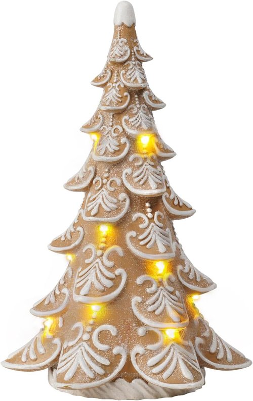 Cynkeyee Gingerbread Christmas Tree Decorations - Indoor Xmas Lights & Centerpiece, 6.5x4.5x10 Inch