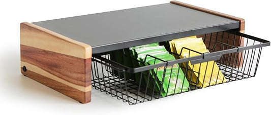 WILDMOS Tea Bag Organizer,Wire Basket Drawer Design for Teabag Holder Container for Countertop,Tea Station Chest Display Container Box for Countertop Kitchen.