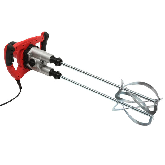 2800W Handheld Electric Concrete Mixer, Cement Mixer Dual Paddle, Portable Mortar Mixer 6 Adjustable Speed, Electric Concrete Plaster Grout Paint Mortar Mixer Machine Red