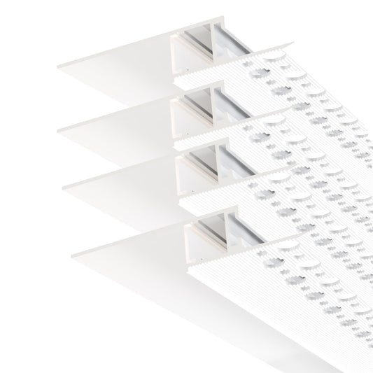 Besseto Plaster in LED Channel,4 x 2m White Drywall LED Strip Light Channel,Trimless Recessed Baseboard LED Aluminum Profile for 1/2 inch Thick Drywall Plaster Gypsum
