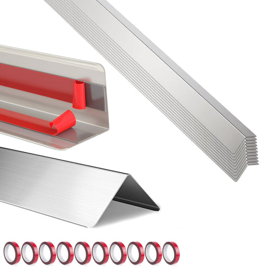 2x2x48 Inch 304 Stainless Steel Wall Corner Guards (10-Pack), Heavy Duty 90° Rounded Corner Protector, Smooth Folded Edge Metal Wall Edge Guard, Wall Corner Trim for Home & Commercial Wall Protection