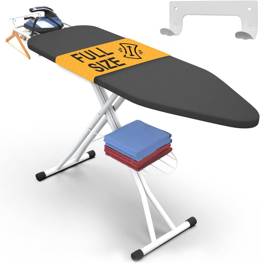 Xabitat Full-Size Ironing Board - 57" X 15" with Wall Mount Hanger & Built-In Iron Caddy