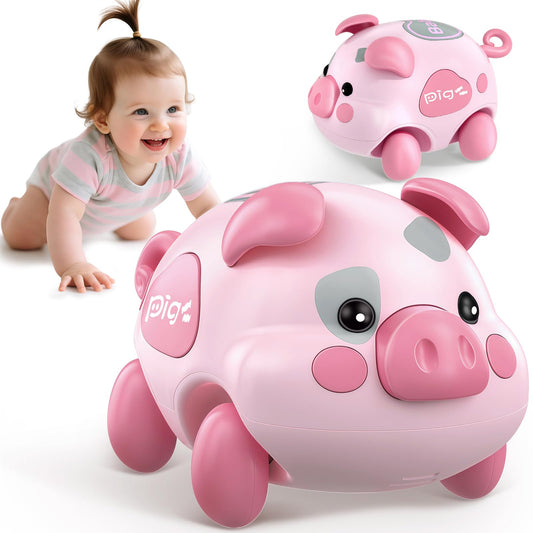 Baby Musical Toys for 6-12-18 Months, Musical Piggy Toys for Toddler 1 Year Old Baby Girl, Infant Crawling Light up Music Toys for Tummy Time Development, 1st Birthday Gift for Boy 7 8 9 10+ Month