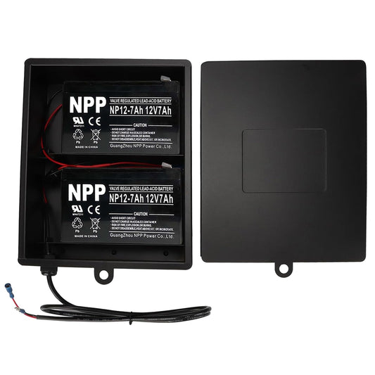 2025 New Upgraded Steel Battery Box with 2 Batteries Kit(12V 7AH Lead-Acid), for 12/24V Driveway Swing Gate Opener, Upgraded ABBT Battery Box Kit (Kit with 2 Batteries)