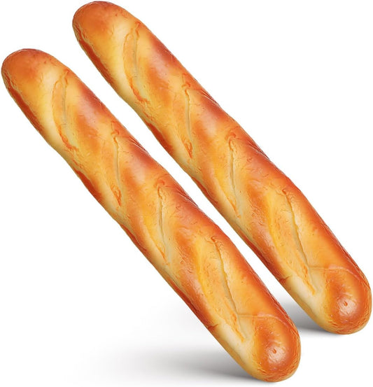 2-Pack 13.58In jojofuny Artificial French Baguette Realistic Pu Fake Bread Loaves for Kitchen Decoration Bakery Display