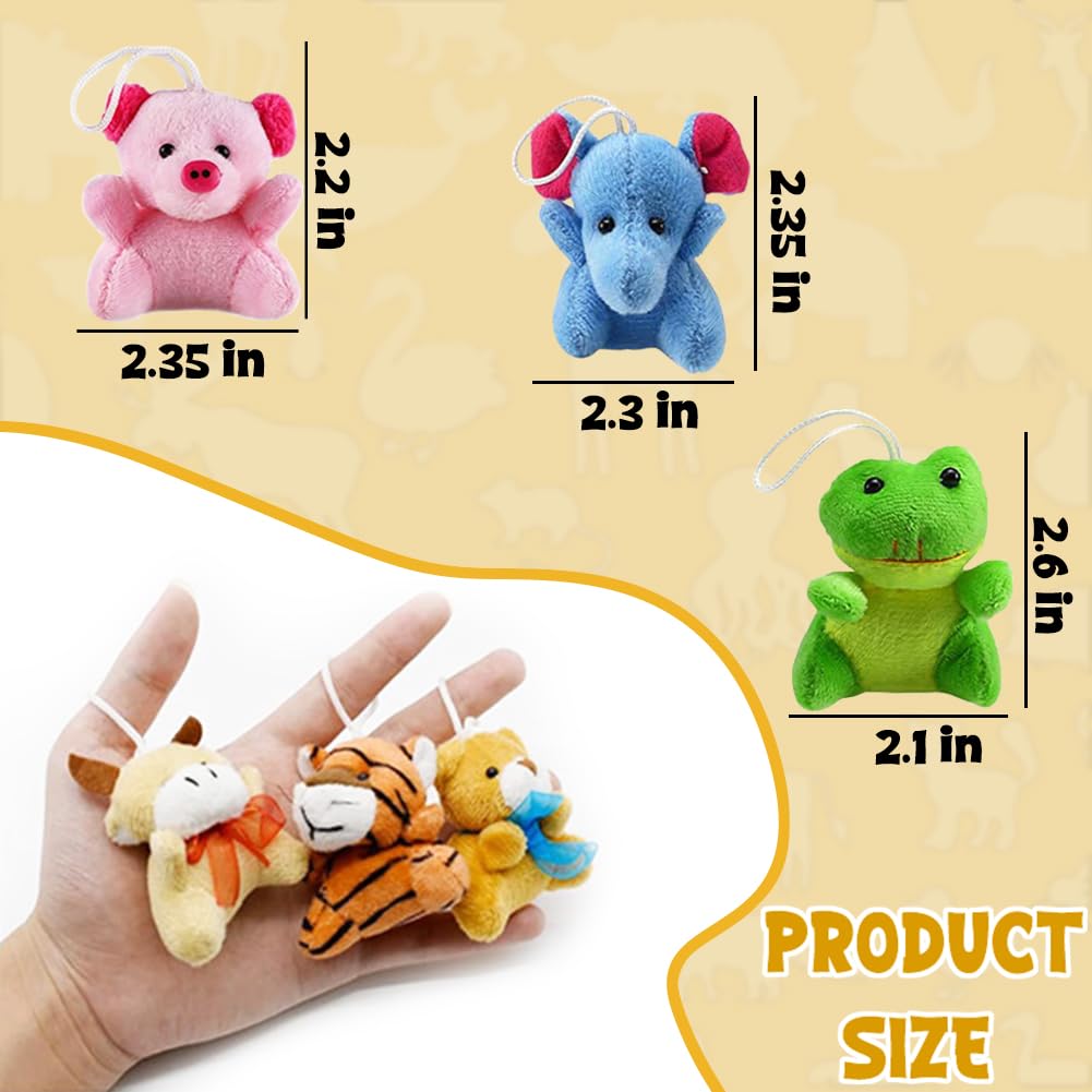 CAMIRUS 24Pack Mini Animal Plush Toy Set, Cute Assortment Keychain Toys, Small Stuffed Animal Set Gifts for Kids, Christmas Stocking Stuffer, Easter Egg Filler, Valentine Classroom Prize