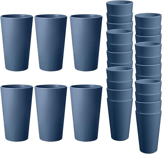 HEYCOME 24 Pcs Unbreakable Plastic Cups Set, 20 oz Reusable Plastic Cups, Stackable Water Tumblers, Drinking Cup for Kitchen, Outdoor, BPA-free, Dishwasher Refrigerator and Microwave Safe, Dark Blue