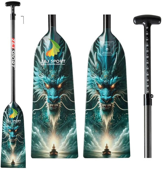Z&J SPORT Adjustable Dragon Boat Paddle, IDBF Approved Carbon Fiber Paddle, Dragon Graphic Paddle with Adjuster for Dragon Boat Race with Adjustable T Handle