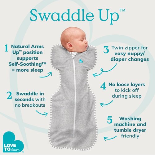 Love to Dream Swaddle UP - Baby Sleep Sack for Newborns | Self-Soothing, Snug Fit, 1.0 TOG, Deep Olive, 13-19 lbs