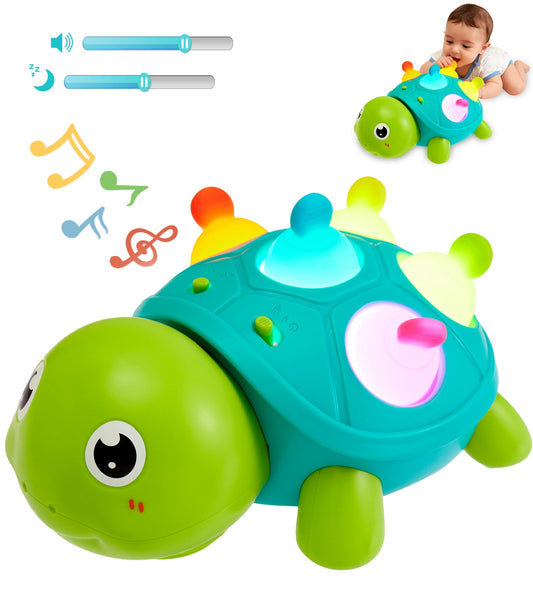 Baby Crawling Turtle Toy 6 9 12 18 Months, Infant Tummy Time Sensory Musical Teething Toys, Toddler Walking Learning Motor Skill Development for 1 2 3 Year Old Boy Girl Birthday Gift