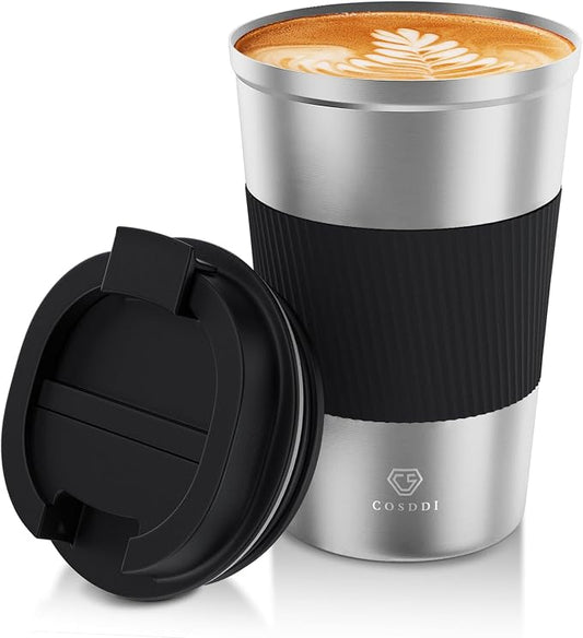 CS COSDDI 12 oz Stainless Steel Vacuum Insulated Tumbler - Coffee Travel Mug Spill Proof with Lid - coffee Cup for Keep Hot/Ice Coffee,Tea and Beer