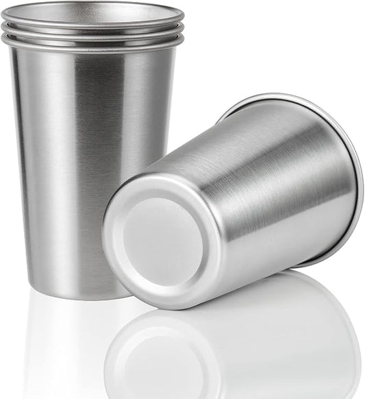 4 Pack 16oz Stainless Steel Pint Cup,Healthy Unbreakable and Stackable,Metal Drinking Glasses