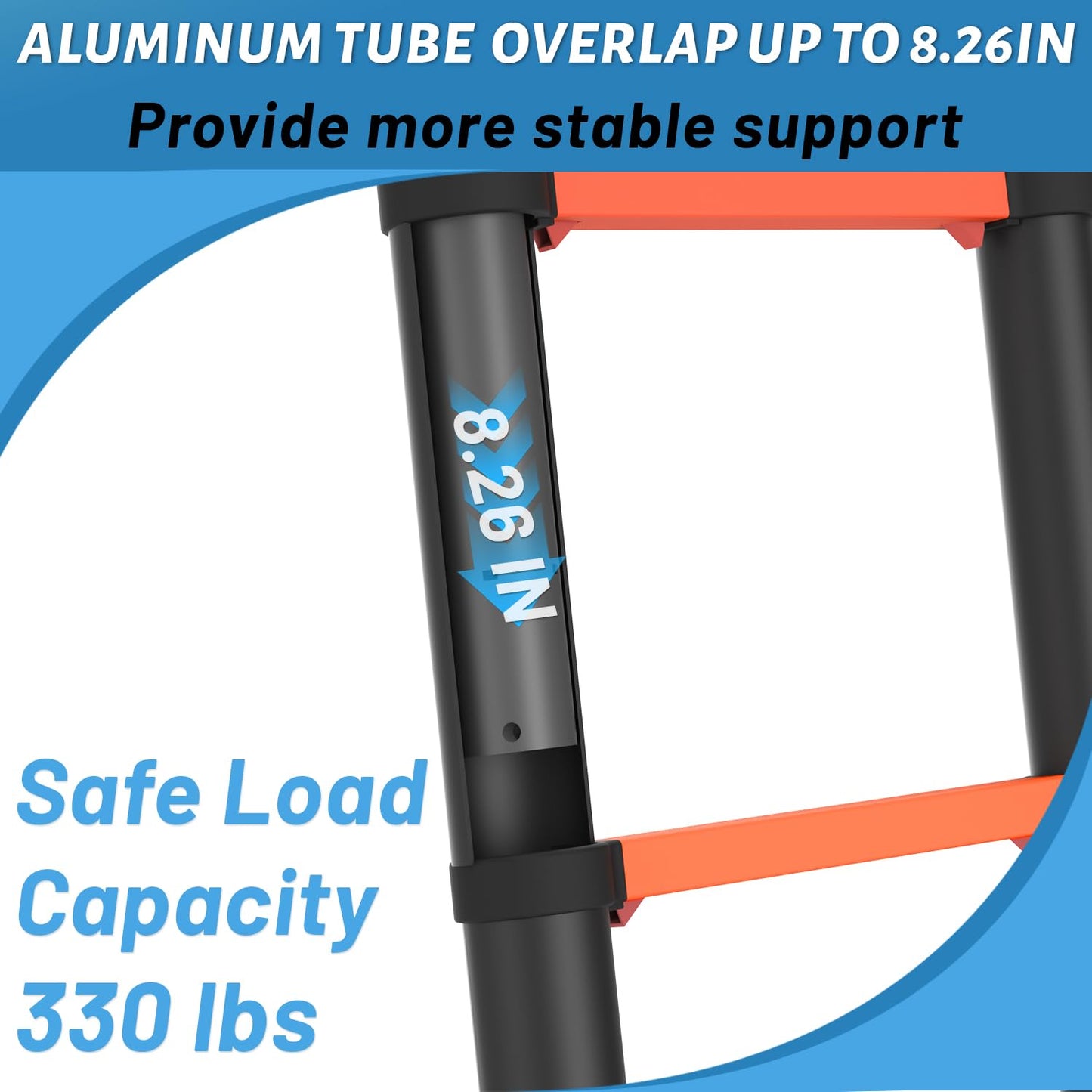 Telescopic Ladder,12.5 FT Extension Ladder，Aluminum Ladder for RV Home Outdoor, 330lbs Max Capacity, One Bottom Retraction Ladder
