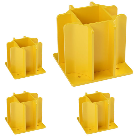 4-Pack Yellow Guardrail Base Boot with Toe Board Slot, Reusable Fall Protection Base for Scaffolding, Temporary Guardrail Systems for Residential and Commercial Construction