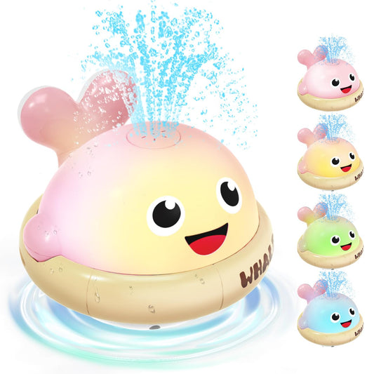 Baby Bath Toys, Light Up Rechargeable Whale Bath Toy Sprinkler for Kids 1-3, Toddler Outdoor Pool Water Table Bathtub Toys for Girl & Boy 6-12-18 Months, Birthday Gifts for Girls 1 2 3 Year Old