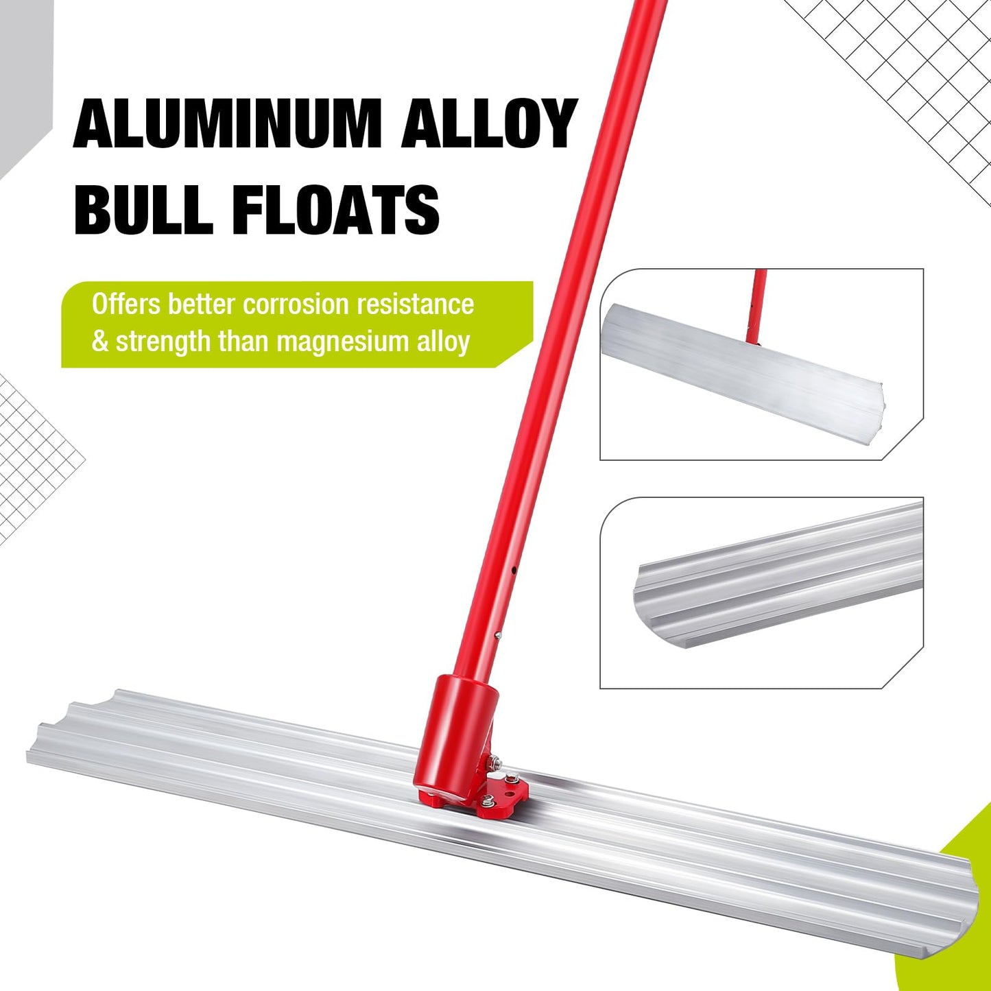 COZONY Bull Float Concrete Tools, 46x8 inch Aluminum Magnesium Alloy Bull Float Concrete Finishing Kit with 4x46" Handles & Bull Float Bracket