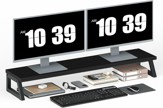 39 Inch 2 BB121CJ01 HOOBRO Dual Monitor Stand Riser, Large Computer Monitor Stand for Monitors, Computer Monitor Riser