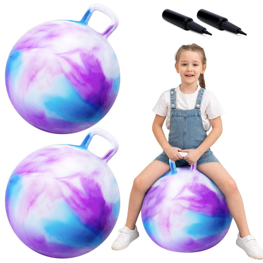 ZOOJOY Hopper Ball 2 Pack, 18 in Bouncy Ball with Handle for Kids, Clouds Girls Toys for Indoor Active Play Toys, Girls Boys Hopping Birthday Gifts for 3 4 5 6 7 8 Yr Old