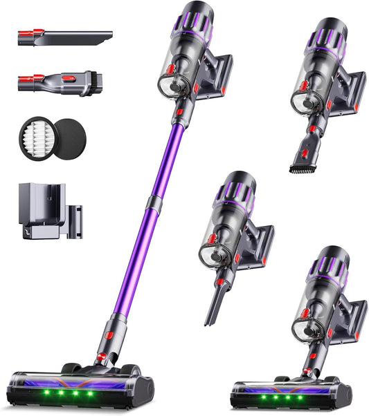 Skiennix Cordless Vacuum Cleaner - 650W Power, 80 Minutes Runtime, Smart Display, V-Shaped Brush | Ideal for Home & Pet Hair
