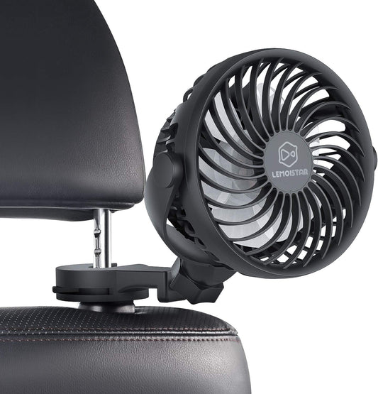 4 Speed,360 Backseat,5V LEMOISTAR Battery Operated USB Car Fan, Electric Cooling Fan, Degree Rotatable Cooling Air