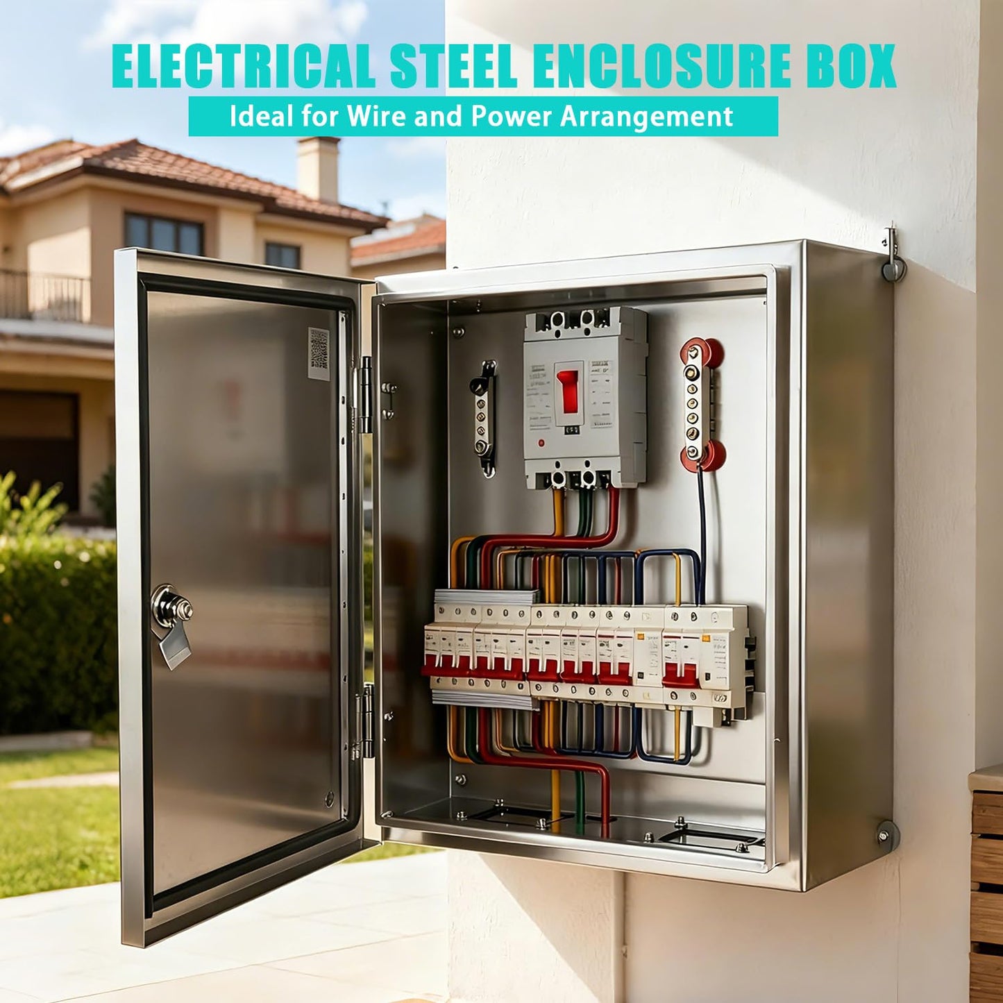 Yongchen Electrical Enclosure 12x12x8 Inch 304 Stainless Steel Enclosure IP66 Waterproof and Dustproof Metal Box Indoor and External Wall Hanging Electrical Enclosure Box