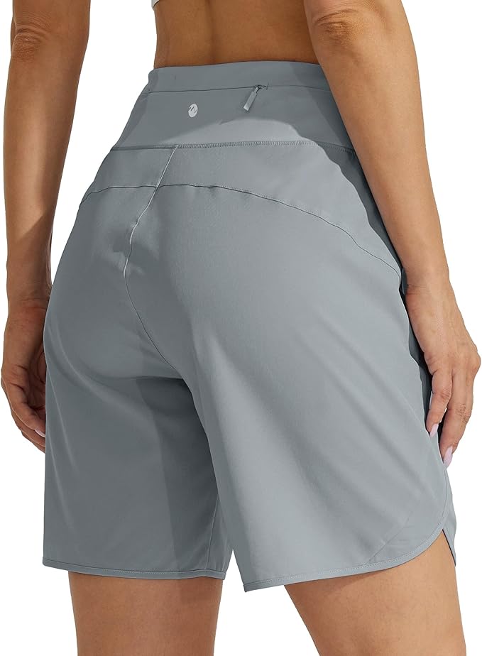 Willit Women's 7" Athletic Running Shorts Long Workout Hiking Shorts Quick Dry High Waisted Active Zipper Pocket(X-Small)