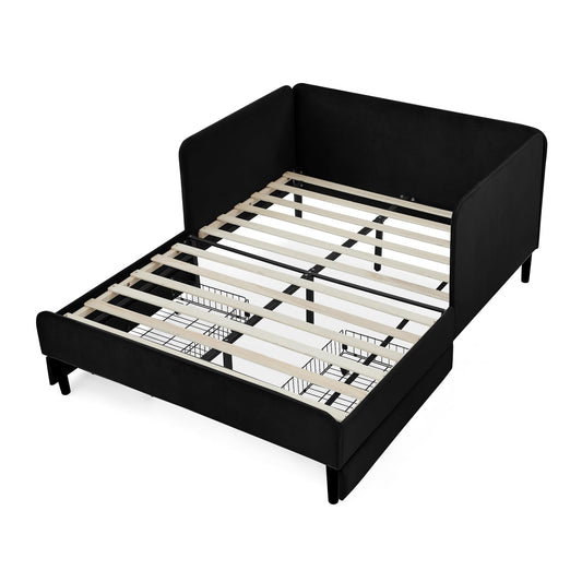 Bellemave Kids Bed with Rails, Full Upholstered Platform BedFrames with Rails and Storage Drawers for Kids, Full Daybed Frame for Boys/Girls/Adults, Black