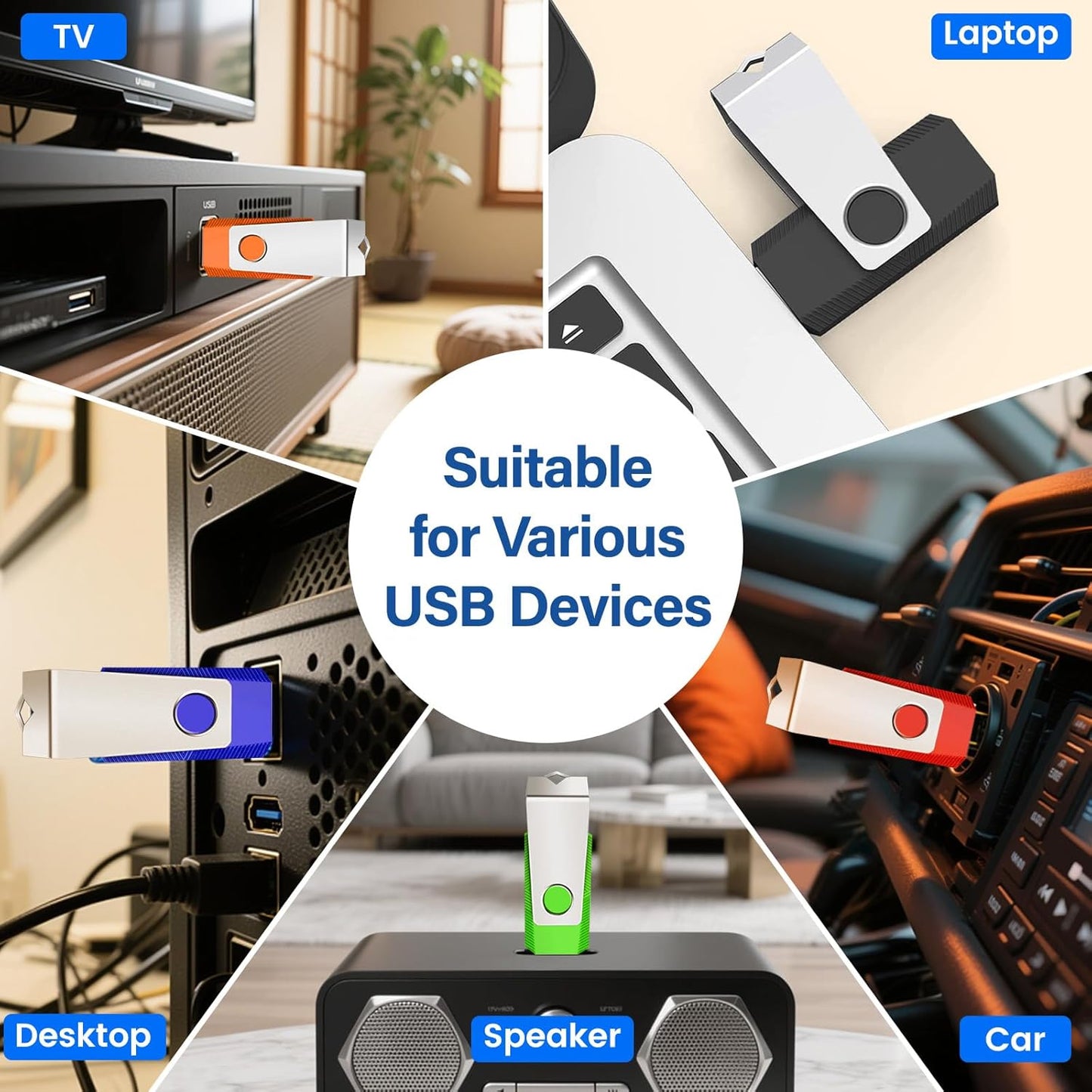 Wooolken 4GB 2 Pack, 2.0 Flash Drive USB Thumb Drives Memory Stick with LED Light and Lanyards for Storage and Backup