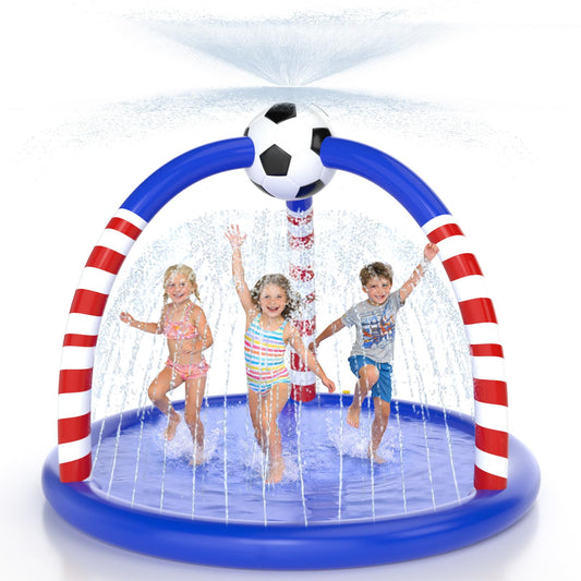 Glowpoint Splash Pad for Kids & Dogs, Large Outdoor Water Sprinkler Pad, Inflatable Water Play Mat with Soccer Sprinkler, Backyard Summer Water Toy for Toddlers Children Family Fun
