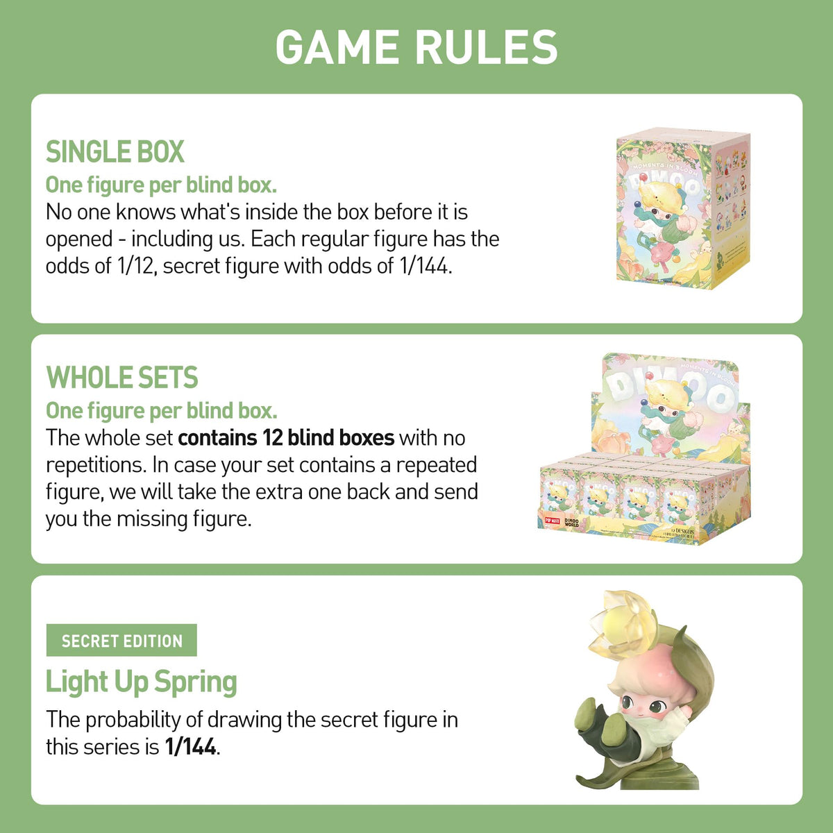 POP MART DIMOO Moments in Bloom Series Blind Box Figures, Collectible Action Figure Toys for Kids Adults Holiday Birthday Gift, Whole Set