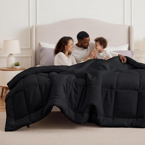 Bedsure Comforter Duvet Insert - Oversized King Size All-Season Down Alternative Bedding | GentleSoft, Black 116 x 98 Inches