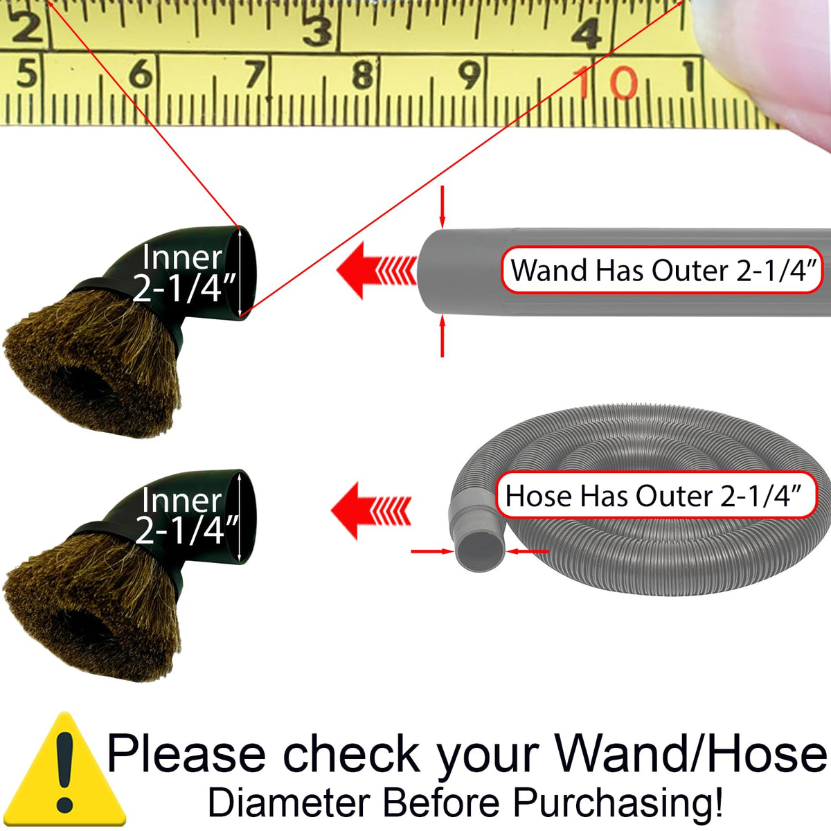 Round Dusting Brush Tool Attachment for Shop Vacs 2 1/2 Inch Wet/Dry Vacuum Hose: Perfect for Cleaning Furniture, Blinds, Car Interiors- 2.5'' Replacement Shop Vacuum Accessories