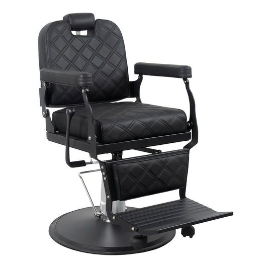 Barber Chair Hair Salon Chair,Heavy Duty 700 LBS, for Hair Stylist Barber Beauty Tattoo Massage(Black Black)