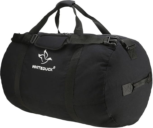 WHITEDUCK Heavy Duty Canvas Duffel Bag for Men and Women - Foldable Military Army Style Duffel Bag, with Full Length Zipper- Outdoors, Travel, Gym & Storage