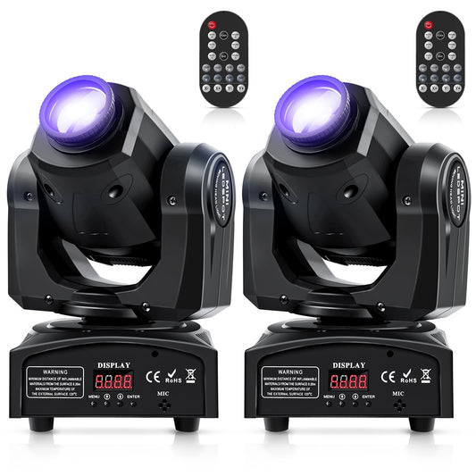 2PCS 60W LED Moving Head Light Stage Lights with Remote Control 8 GOBO 8 Colors Spotlight by DMX Controlled 11 Channel with Sound Activated for Disco Club Party Stage Lighting Shows