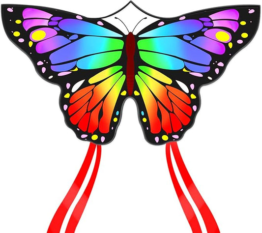 Butterfly Kites for Kids and Adults, Easy to Fly Large Single Line Kite for Boys and Girls - 55" x 28" Beach Kite for Beginners, 300ft String Handle Included