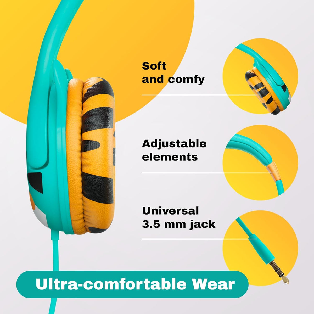 1-7 85dB Headset Kidrox Wired Toddler Headphones for Years Old Volume Limited Baby Headphones for Plane and Car Travel