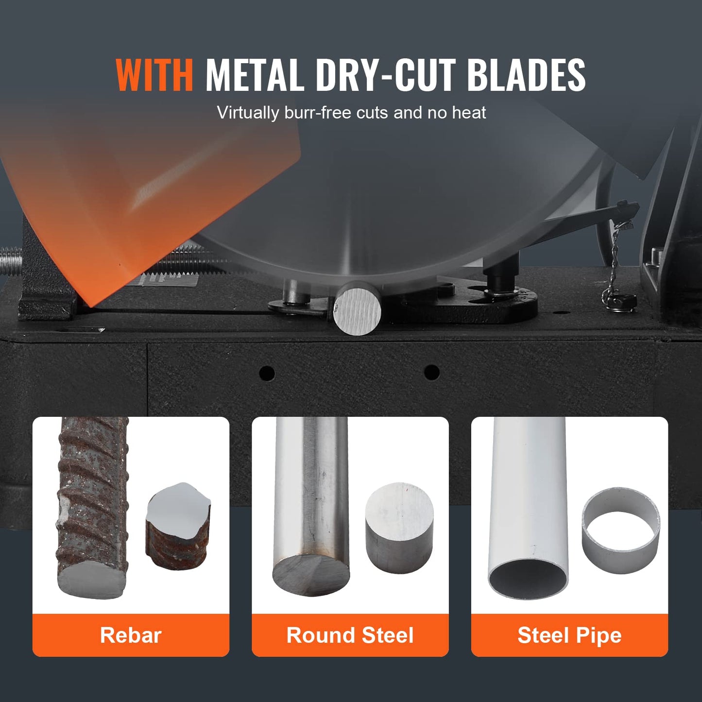 VEVOR Chop Saw, 14''/355mm Blade Diameter Cut Off Saw, 2800W 1200RPM Steel Cutting Machine, 0-45° Adjustable Dry Cut Chop Saw, Miter Saw for Cold Cut Saw for Steel/Iron/Aluminum, Black