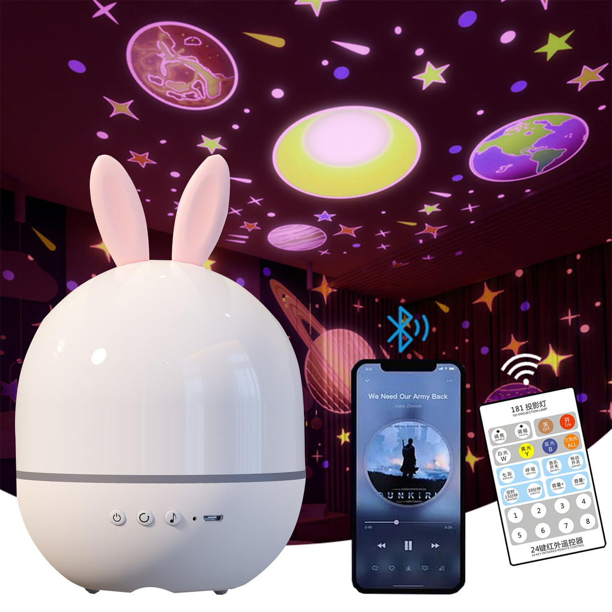 ELITUN Star Projector Night Light for Kids Bedroom,Ceiling Projector Lamp for Girls Boys Toddles,Baby Night Light and Sound Machine, Remote Control,15 Sets of Films, Nursery Light,Room Decor
