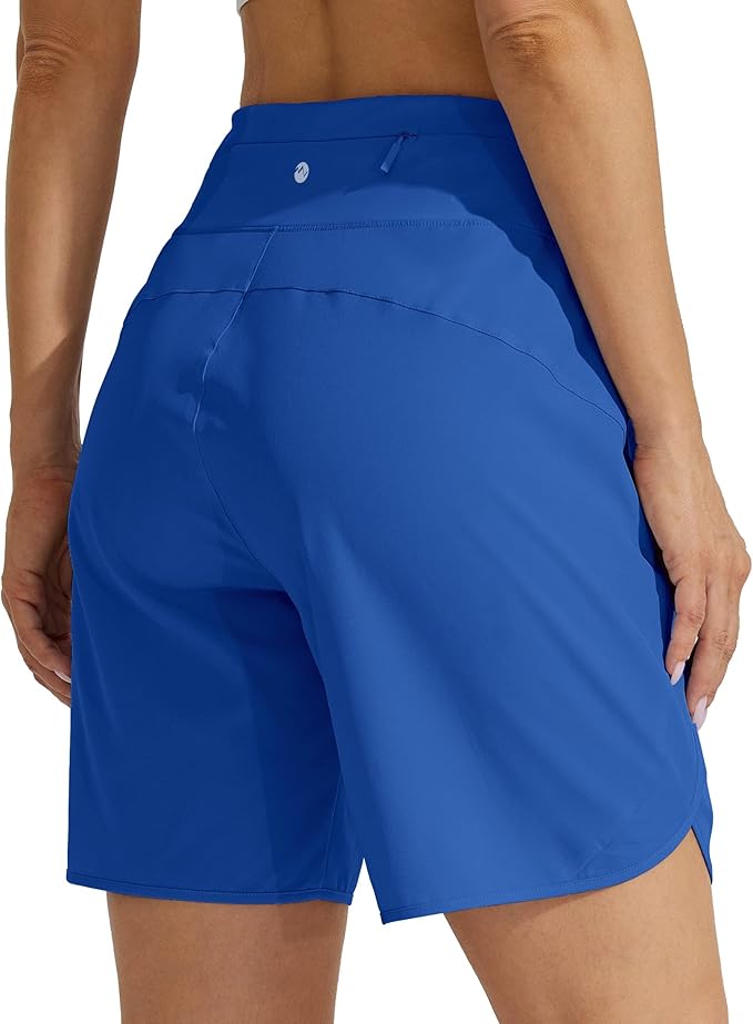 Willit Women's 7" Athletic Running Shorts Long Workout Hiking Shorts Quick Dry High Waisted Active Zipper Pocket(Medium)