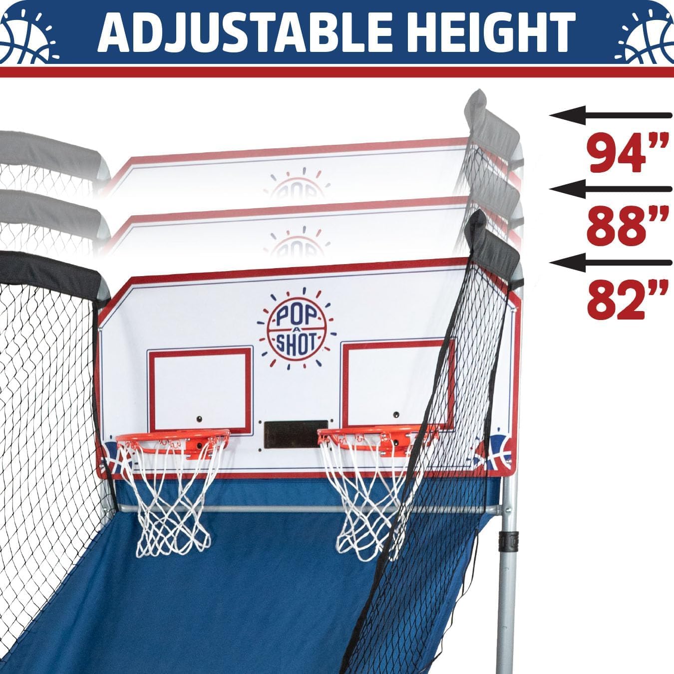 Pop-A-Shot - Home Dual Shot with Phoenix Suns NBA Graphics l Sensor Scoring l 16 Game Modes l 7 Balls l Foldable Storage l for All NBA Fans