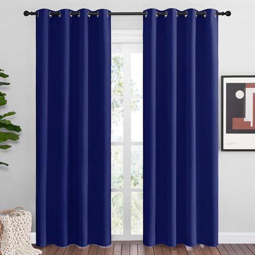 NICETOWN Navy Blue Blackout Curtains - Thermal Insulated 86-Inch Drapes for Large Windows | 2 Panels, 55" Wide