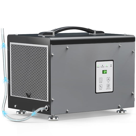 BaseAire Crawlspace Dehumidifier with Pump, Compact Dehumidifiers for Commercial, Basement and Water Damage with Drain Hose, 70 PPD, Auto Defrost, GLGR Technology, Up to 1000 Sq Ft